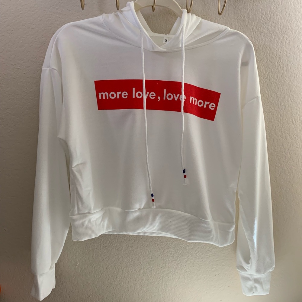 More Love, Love More Drawstring Cropped Hoodie